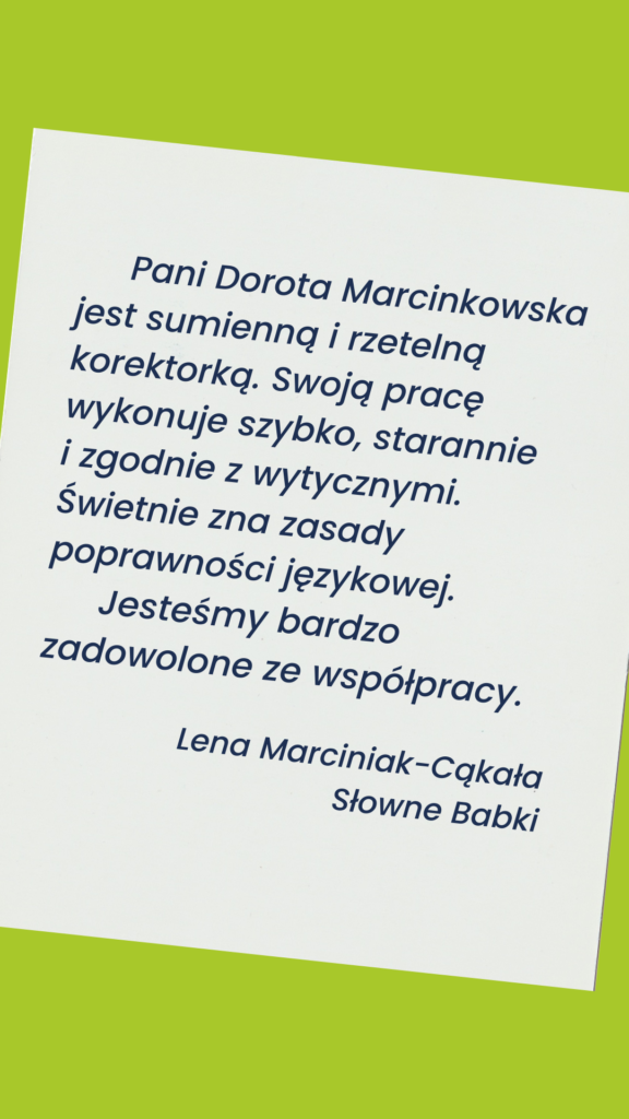 Rekomendacja Lena Marciniak-Cąkała